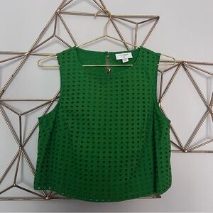 Kate Spade Green Sleeveless Eyelet Top